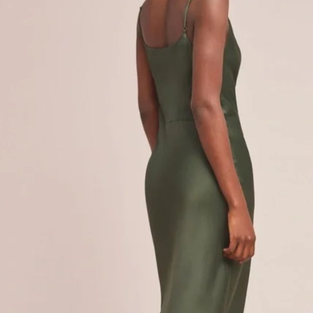 Anthropologie "Elyse" Bias Cut Midi Slip Dress in Moss Size L